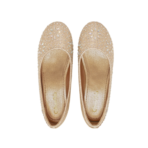 Girl's Comfortable Ballerina Flats - GOLD GLITTER - 3